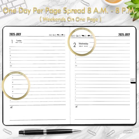 مخطط Kesote Daily Daily Planner 2024-2025 صفحة كاملة يوميًا ، A5 Day Day Day Planner للنساء 12 شهرًا (يوليو 2024 - يونيو 2025) ، 5.7 × 8.3 "أجندة شهرية أسبوعية ، Gold Rose Gold in Kuwait