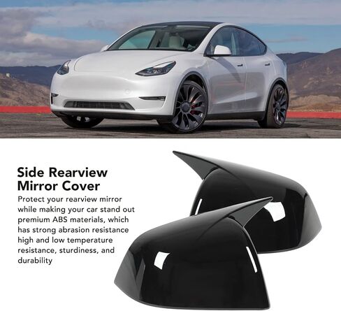 2 Pcs Side Rearview Mirror Cover for Model Y, High Glossy Door Wing Mirror , Door Exterior Mirrors Accessories for 2020 to 2023 (Varnish Black) in Saudi Arabia