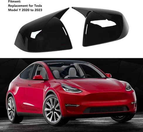 2 Pcs Side Rearview Mirror Cover for Model Y, High Glossy Door Wing Mirror , Door Exterior Mirrors Accessories for 2020 to 2023 (Varnish Black) in Saudi Arabia