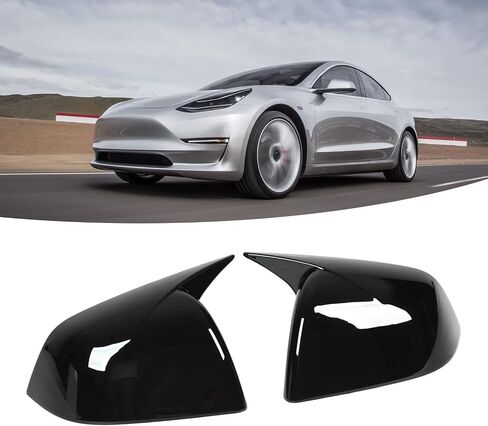 2 Pcs Side Rearview Mirror Cover for Model Y, High Glossy Door Wing Mirror , Door Exterior Mirrors Accessories for 2020 to 2023 (Varnish Black) in Saudi Arabia