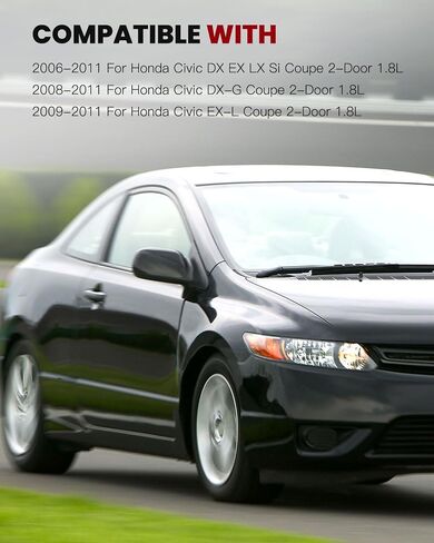 CCIYU DRIVE SIDE SIDE PIND PREMENT PRESSION FIR 2006-2011 لـ Honda Civic DX EX LX SI Coupe | تعديل أسود غير طيبة ، غير حار ، طاقة-OE HO1320213 ملاءمة دقيقة in Saudi Arabia