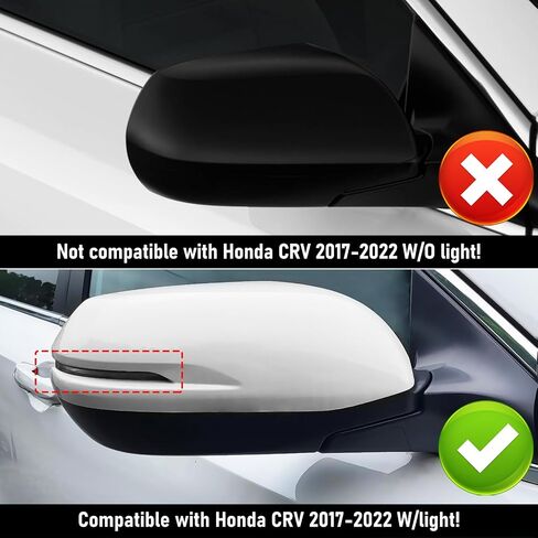 Compatible with Honda CRV 2017-2022/HRV 16-22 Right Passenger Side Mirror Cover,Clip-on Rearview Mirror Cap WITH Turn Signal Light Replaces for 76201-T1W-A01YB,76201T1WA01YB Pearl White #NH883P in Kuwait
