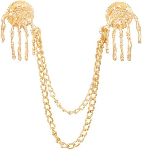 Vintage Skeleton Hand Tassel Chain Brooch Collar Pin for Women Men Punk Halloween Skull Hand Brooches Pin Cosplay Party Suit Shirt Tie Pins Accessories Fashion Jewelry Gift in Kuwait