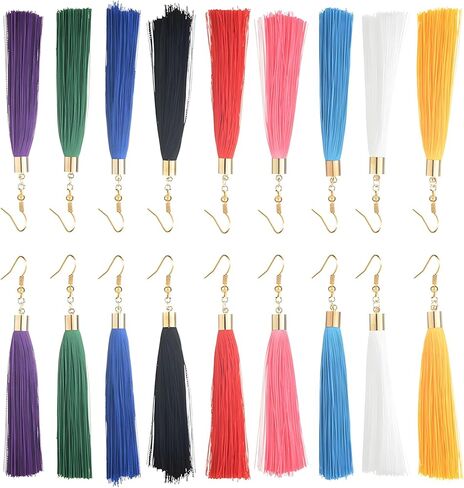 Dreuyet 9 Pairs Colorful Tassel Earrings Set for Women Fashion Handmade Bohemian Woven Thread Dangle Drop Boho Statement Fringe Earrings Birthday Christmas Gift in Saudi Arabia