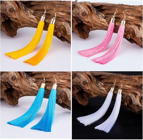 Dreuyet 9 Pairs Colorful Tassel Earrings Set for Women Fashion Handmade Bohemian Woven Thread Dangle Drop Boho Statement Fringe Earrings Birthday Christmas Gift in Saudi Arabia
