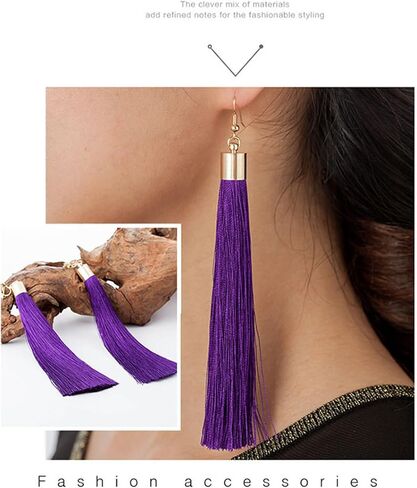 Dreuyet 9 Pairs Colorful Tassel Earrings Set for Women Fashion Handmade Bohemian Woven Thread Dangle Drop Boho Statement Fringe Earrings Birthday Christmas Gift in Saudi Arabia