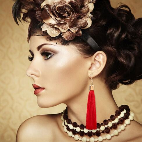Dreuyet 9 Pairs Colorful Tassel Earrings Set for Women Fashion Handmade Bohemian Woven Thread Dangle Drop Boho Statement Fringe Earrings Birthday Christmas Gift in Saudi Arabia