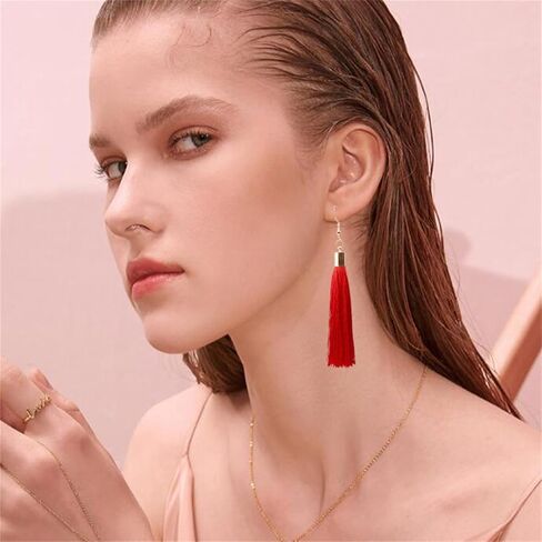 Dreuyet 9 Pairs Colorful Tassel Earrings Set for Women Fashion Handmade Bohemian Woven Thread Dangle Drop Boho Statement Fringe Earrings Birthday Christmas Gift in Saudi Arabia