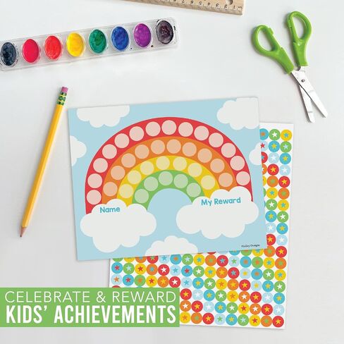 25 Geo Greenery Sticker Chart for Kids Behavior Chart for Kids at Home - Sticker Charts for Kids incentives, Sticker Reward Chart for Kids, Star Chart for Kids Behavior, Incentive Chart for Classroom in Saudi Arabia
