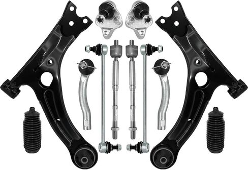 Control Arm, 12 Pcs Suspension Kit Front Lower Ball Joint Sway Bar Stabilizer Link Outer & Inner Tie Rod Bellows Replacement For Toyota Corolla 2003-2008 in Saudi Arabia