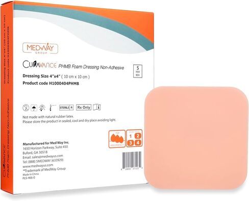 Medvance PHMB مقاوم للماء غير ملصقات الرغوة المحبة للماء 4 "x4" ، صندوق من 5 ضمادات in Saudi Arabia