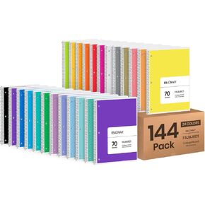 دفاتر ملاحظات دوامة Bulk 24 Pack - 12 ألوان باستيل مشرقة و 12 شملت (إجمالي 24 لونًا) - دفتر ملاحظات حلزوني محكم للمدرسة - 8 × 10-1/2 بوصة - 70 أوراق in Kuwait
