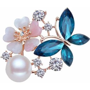 Exquisite Butterfly Corsage Fashion Crystal Pearl Brooch Accessories Rhinestone Brooch Attractive in Kuwait