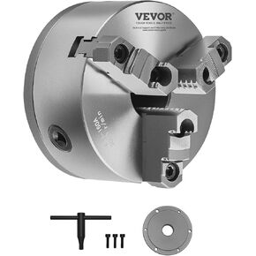 Vevor 3-Jaw Lathe Chuck ، 8 بوصات (200 مم) ، تشاك المتمركز الذاتية مع 2 1/4 في صفيحة دعم ملولبة ، 0.16-7.87 في (4-200 مم) مجموعة التثبيت مع مسامير T-Wrench ، مواد HT300 ، لمخفقات المعدن الخشبي in Kuwait