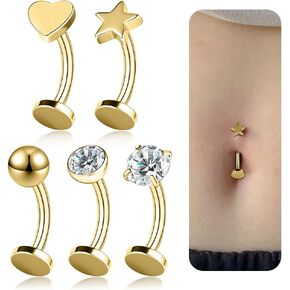 5PCS Floating Belly Button Ring for Women 14G Hypoallergenic Surgical Steel Flat Back Belly Rings Internally Threaded Belly Piercings Small CZ Opalite Butterfly Navel Piercings Jewelry in Kuwait