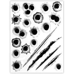 3D Bullet Hole Car Stickers, Ultra-Realistic Fake Bullet Hole Auto Body Scratch Decal, Waterproof PVC Fake Hole Sticker Automotive Tattoo Decoration for Bumper Window Helmet (Style A) in Kuwait