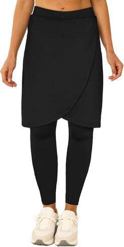 Fisoew Women's Knee Lene Skirt مع طماق يلف جيم تجريب التنس الجولف مع جيب in Kuwait