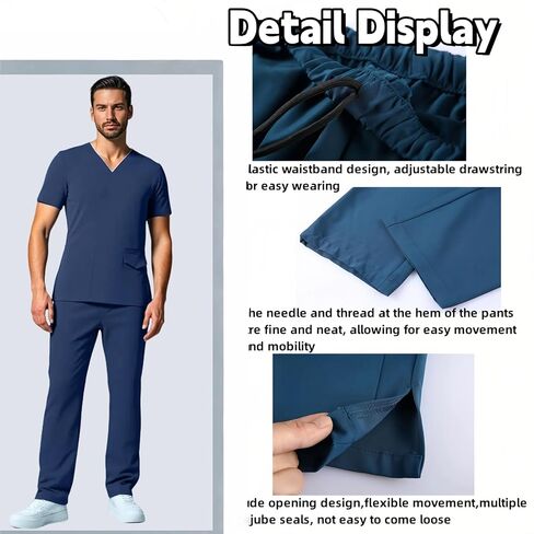 DEEYOTA Medical Scrubs for Men,Scrubs for Men Set,Highly Elastic and Breathable,Moisture Wicking and Quick Drying in Kuwait