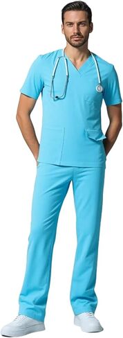 DEEYOTA Medical Scrubs for Men,Scrubs for Men Set,Highly Elastic and Breathable,Moisture Wicking and Quick Drying in Kuwait