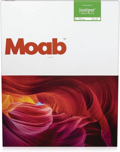 Moab Juniper Baryta Rag 305, 100% Cotton Fine Art Archival Inkjet Paper, Semi-Gloss Natural White, Heavy Weight 305gsm, 25 Sheets (5X7) in Kuwait