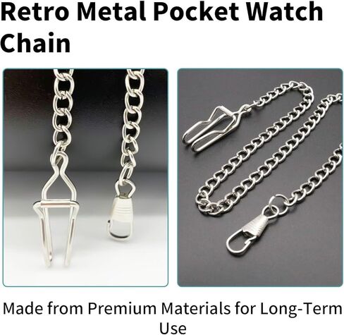 Pocket Watch Chain Accessories for Men Vintage Gold Silver Chains with Style Watch Chains for Pocket Watches Classic Mens Chain with Clip and Accessory in Kuwait
