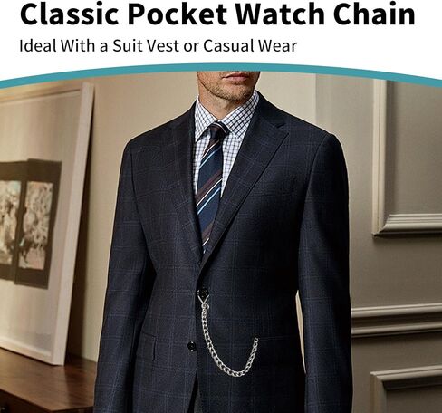 Pocket Watch Chain Accessories for Men Vintage Gold Silver Chains with Style Watch Chains for Pocket Watches Classic Mens Chain with Clip and Accessory in Kuwait