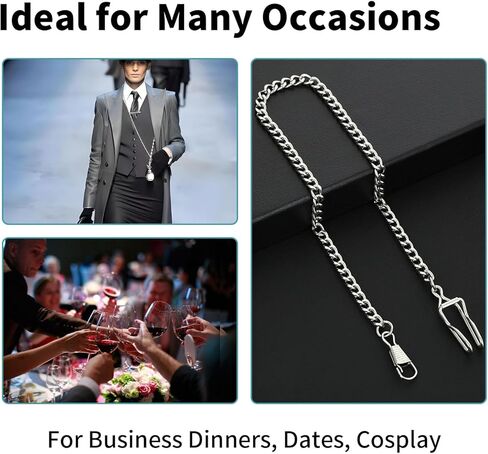 Pocket Watch Chain Accessories for Men Vintage Gold Silver Chains with Style Watch Chains for Pocket Watches Classic Mens Chain with Clip and Accessory in Kuwait