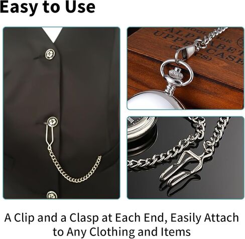 Pocket Watch Chain Accessories for Men Vintage Gold Silver Chains with Style Watch Chains for Pocket Watches Classic Mens Chain with Clip and Accessory in Kuwait