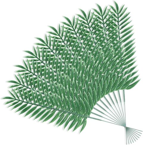 10 Pcs Artificial Palm Leaves, Small Green Fake Palm Leaf with Stems, Fake Leaves, Leaves Decor for Party Decoration, Wedding, Restaurants, Homes, Offices, Balconies in Kuwait