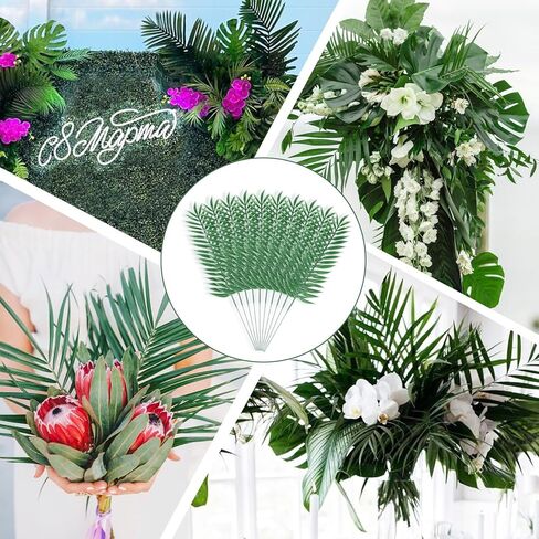 10 Pcs Artificial Palm Leaves, Small Green Fake Palm Leaf with Stems, Fake Leaves, Leaves Decor for Party Decoration, Wedding, Restaurants, Homes, Offices, Balconies in Kuwait
