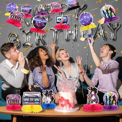 12 Pieces Birthday Table Decorations Colorful Happy Birthday Table Centerpieces Birthday Honeycomb Centerpieces Birthday Table Toppers Table Decorations for Birthday Party Supplies in Kuwait