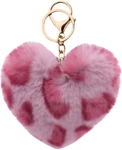yallnasl y2k leopard heart keychain keychain fuzzy fluffy leopard keychain for women girls in Kuwait