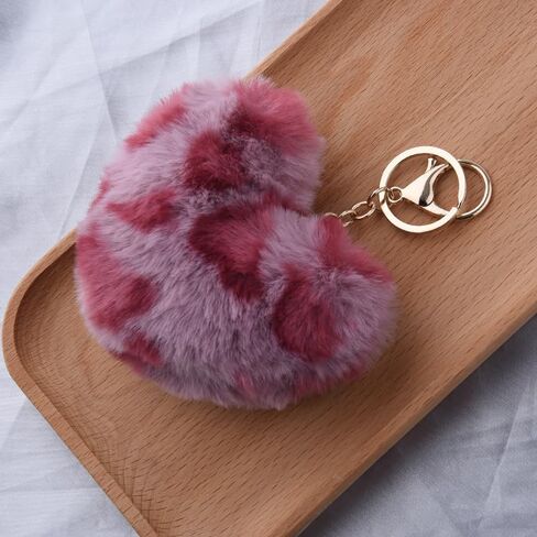 yallnasl y2k leopard heart keychain keychain fuzzy fluffy leopard keychain for women girls in Kuwait