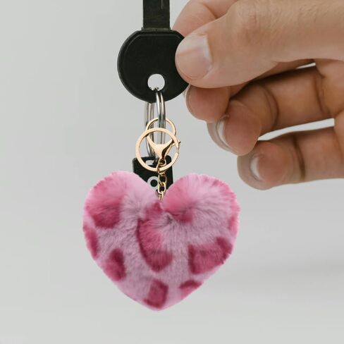 yallnasl y2k leopard heart keychain keychain fuzzy fluffy leopard keychain for women girls in Kuwait