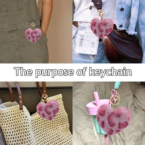 yallnasl y2k leopard heart keychain keychain fuzzy fluffy leopard keychain for women girls in Kuwait