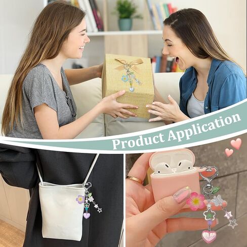 WADORN 4 Colors Hibiscus Flower Keychain, Kawaii Heart Flower Pendants Charm Cute Floral Star Beaded Purse Key Charms Decoration Spring Summer Purse Bag Backpack Hanging Ornaments Decor Women Gifts in Saudi Arabia