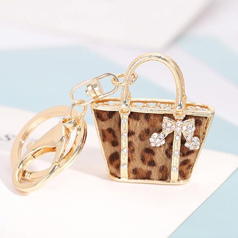 Fashion Keychain,Leopard Print Small Bag Shape Key Chain Rings, Car Keychain, Girl Backpack Pendant in Kuwait