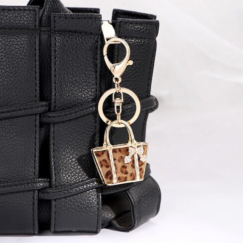 Fashion Keychain,Leopard Print Small Bag Shape Key Chain Rings, Car Keychain, Girl Backpack Pendant in Kuwait