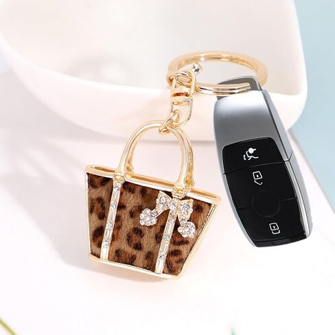 Fashion Keychain,Leopard Print Small Bag Shape Key Chain Rings, Car Keychain, Girl Backpack Pendant in Kuwait