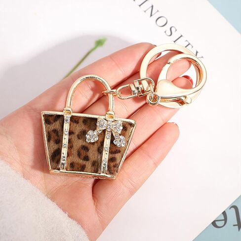 Fashion Keychain,Leopard Print Small Bag Shape Key Chain Rings, Car Keychain, Girl Backpack Pendant in Kuwait