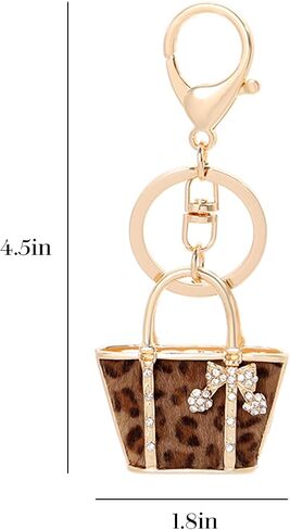 Fashion Keychain,Leopard Print Small Bag Shape Key Chain Rings, Car Keychain, Girl Backpack Pendant in Kuwait