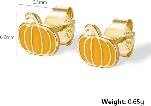 Cute Pumpkin Tiny Small Stud Earrings 925 Sterling Silver Cartilage Tragus Hypoallergenic Enamel Studs Earring Dainty Halloween Thanksgiving Autumn Fall Party Jewelry Gifts for Women Daughter in Saudi Arabia