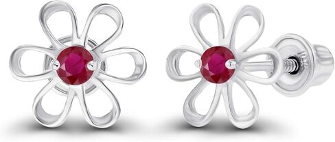 صلبة 14K الذهب 7.50 مم من الحجر الطبيعي daisy زهرة برخات الأقطار للنساء | 2mm birthstone natural | 14K الذهب الطبيعي أو المنشأ لأقراط برغي الأحجار الكريمة للنساء in Kuwait