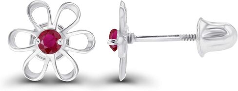 صلبة 14K الذهب 7.50 مم من الحجر الطبيعي daisy زهرة برخات الأقطار للنساء | 2mm birthstone natural | 14K الذهب الطبيعي أو المنشأ لأقراط برغي الأحجار الكريمة للنساء in Kuwait