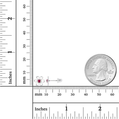 صلبة 14K الذهب 7.50 مم من الحجر الطبيعي daisy زهرة برخات الأقطار للنساء | 2mm birthstone natural | 14K الذهب الطبيعي أو المنشأ لأقراط برغي الأحجار الكريمة للنساء in Kuwait