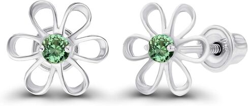 صلبة 14K الذهب 7.50 مم من الحجر الطبيعي daisy زهرة برخات الأقطار للنساء | 2mm birthstone natural | 14K الذهب الطبيعي أو المنشأ لأقراط برغي الأحجار الكريمة للنساء in Kuwait