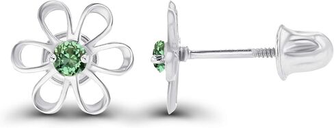 صلبة 14K الذهب 7.50 مم من الحجر الطبيعي daisy زهرة برخات الأقطار للنساء | 2mm birthstone natural | 14K الذهب الطبيعي أو المنشأ لأقراط برغي الأحجار الكريمة للنساء in Kuwait