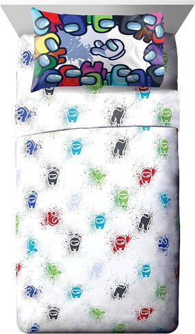 Minecraft Creeper Twin Comforter Set 4 Piece Kids Bedding for Boys, Blue | Zombie Steve, Bed in a Bag, Comforter Sheets Pillowcase, Official Product, Soft Microfiber, Machine Washable, Boys Gift in Kuwait