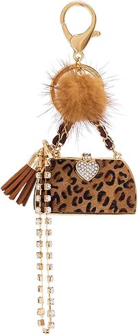 Fashion Keychain,Leopard Print Small Bag Shape Key Chain Rings, Car Keychain, Girl Backpack Pendant in Kuwait