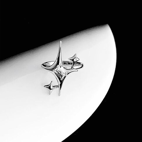 Silver Chunky Star Ring Irregular Silver Star Ring Y2k Rings Grunge Rings Adjustable Open Ring Sparkling Hollow Star Knuckle Ring Jewelry for Women in Kuwait